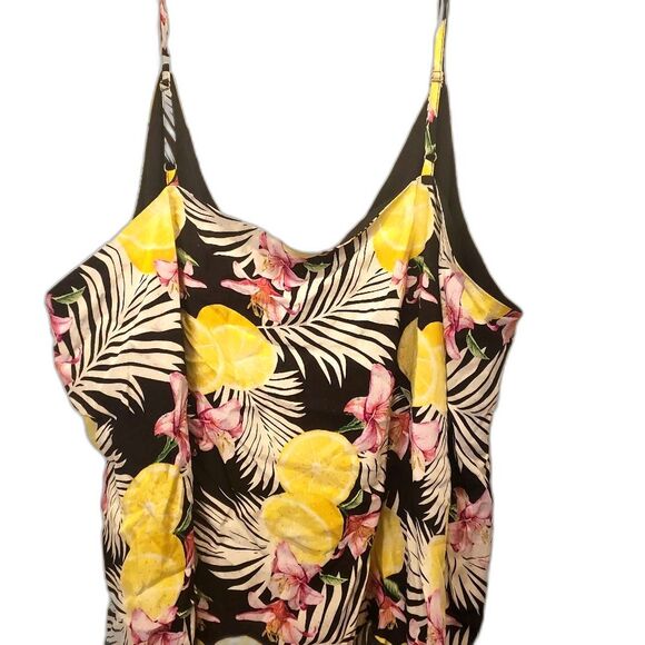 2/$25🆕️ Forever 21 Plus Size Black Pink Lemon Tropical Print Camisole Tank Top - Picture 8 of 8